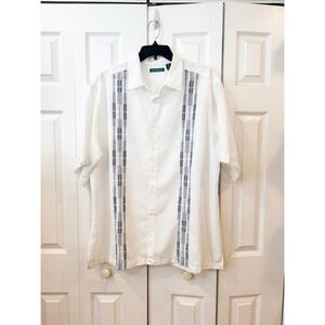 Cubavera Embroidered Panel Button Down Shirt 2XL